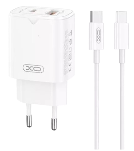 Мережевий зарядний пристрій XO L130 1USB-A+1USB-C 30W + кабель USB-C